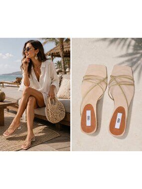 Miista London Nude Leather Strappy Clear Block Heel Sandals EU 40 Made Spain